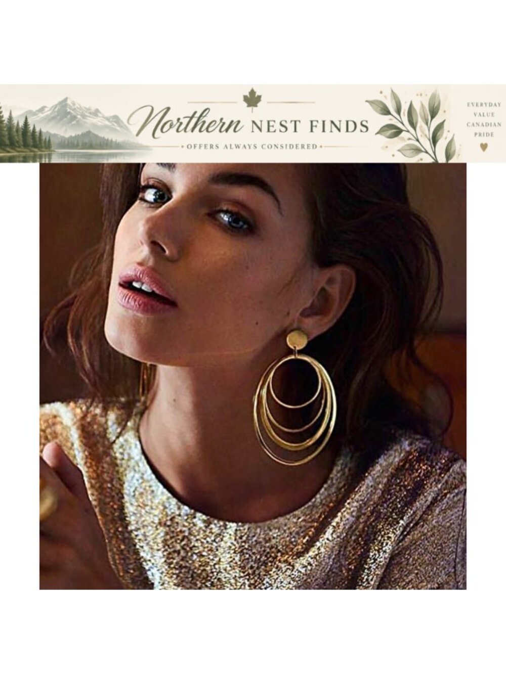 Large Circle Hoop Earrings Gold Plated Drop Dangle Retro Round Hoops Bridal